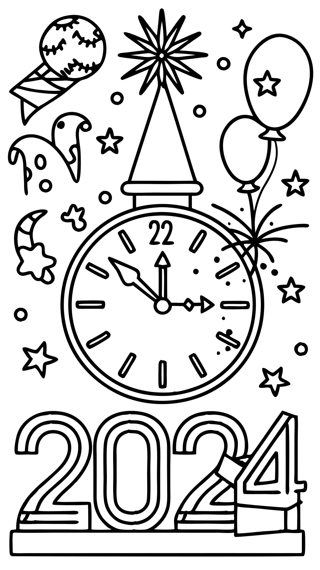 new years coloring page 2024